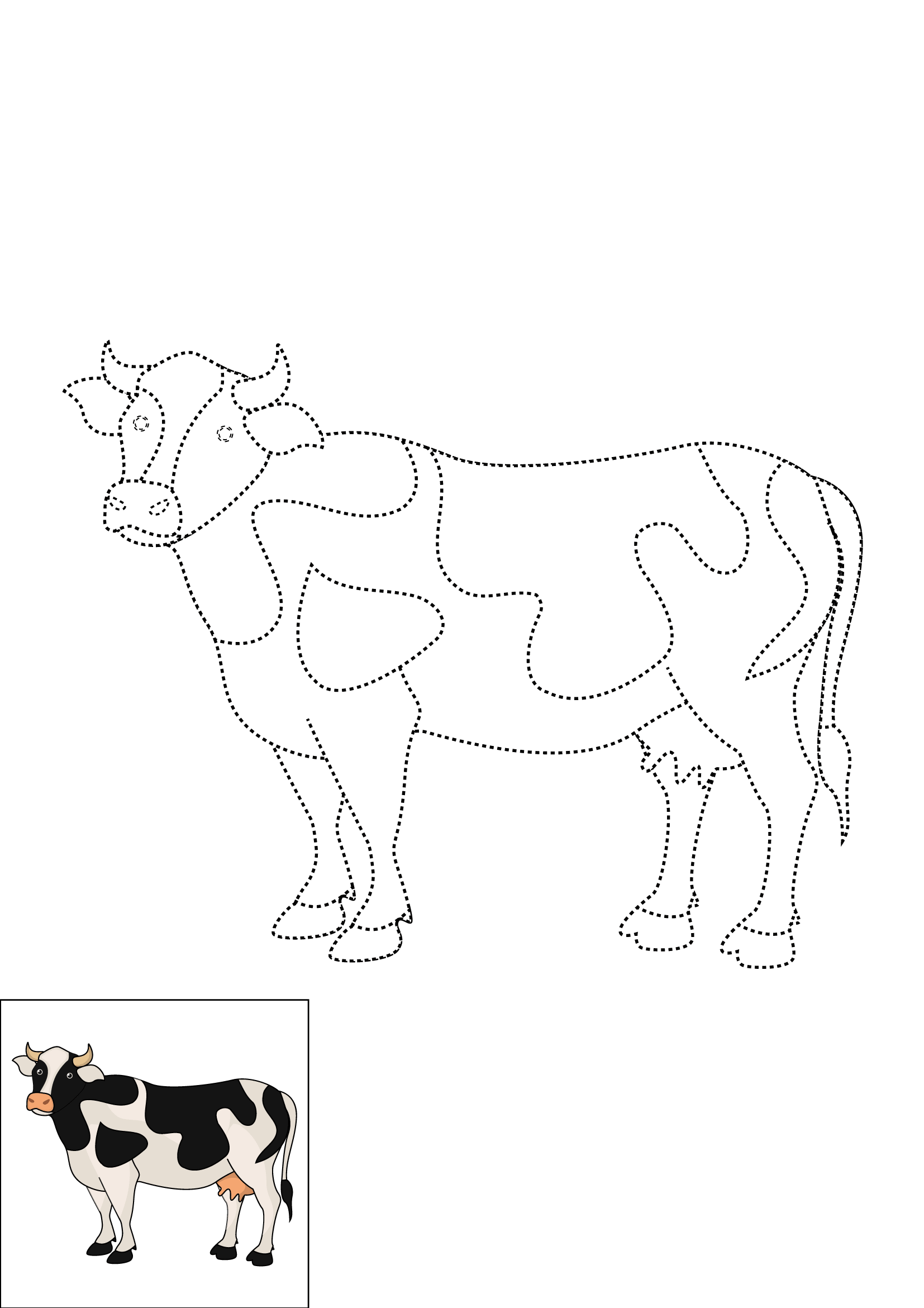 How to Draw A Cow Step by Step Printable Dotted