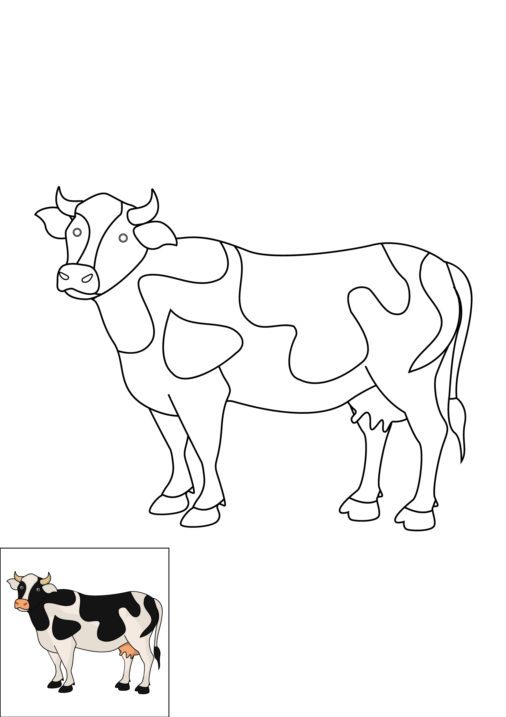 How to Draw A Cow Step by Step Printable Color