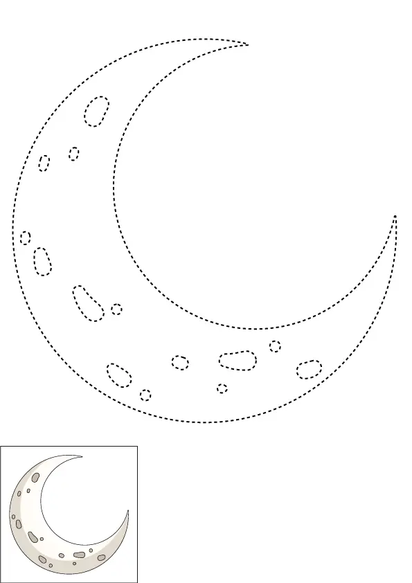 How to Draw A Crescent Moon Step by Step Printable Dotted