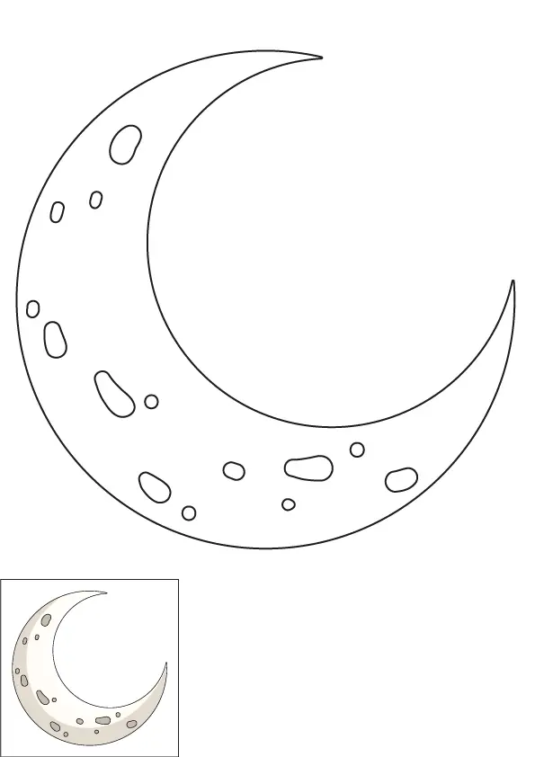 How to Draw A Crescent Moon Step by Step Printable Color