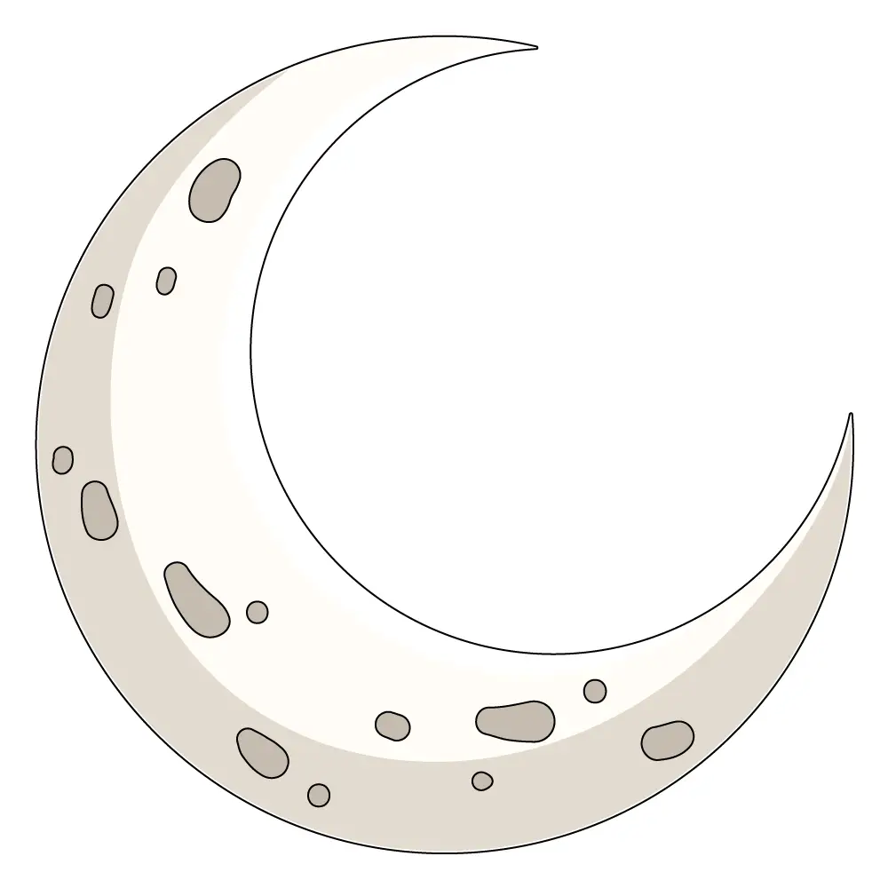 How to Draw A Crescent Moon Step by Step Step  10
