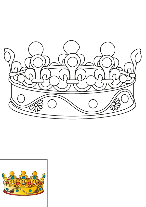 How to Draw A Crown Step by Step Printable Color