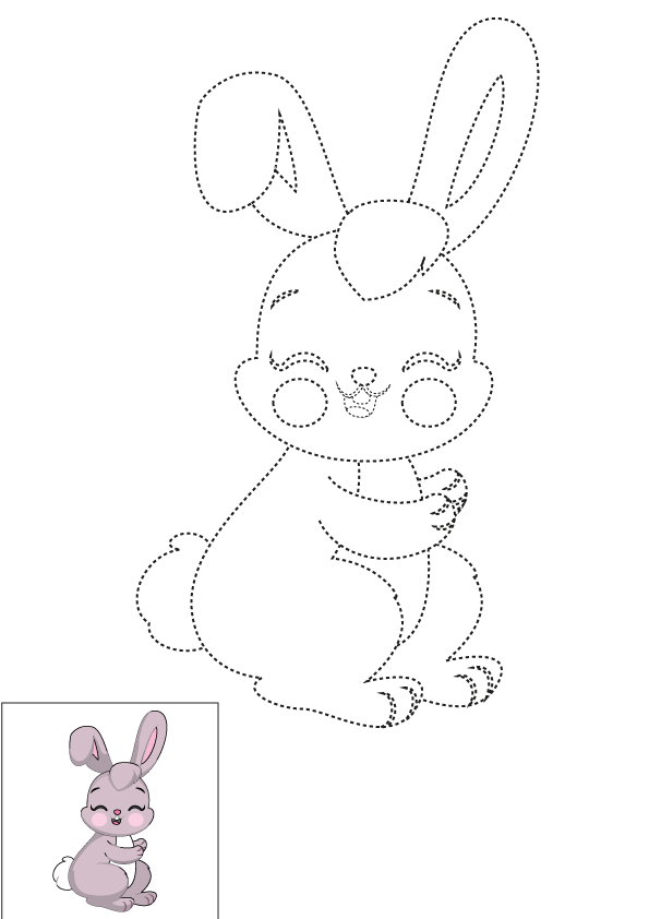 How to Draw A Cute Bunny Step by Step Printable Dotted