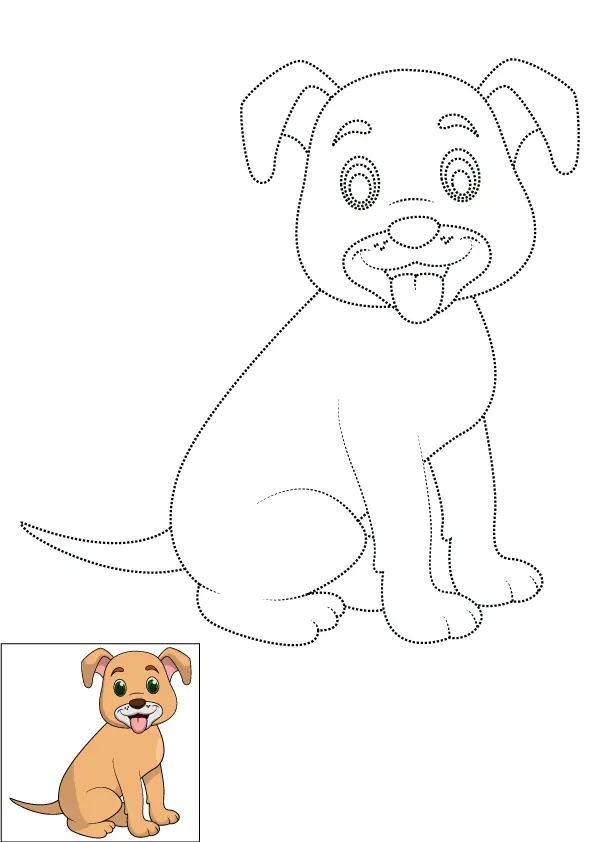 How to Draw A Cute Dog Step by Step Printable Dotted