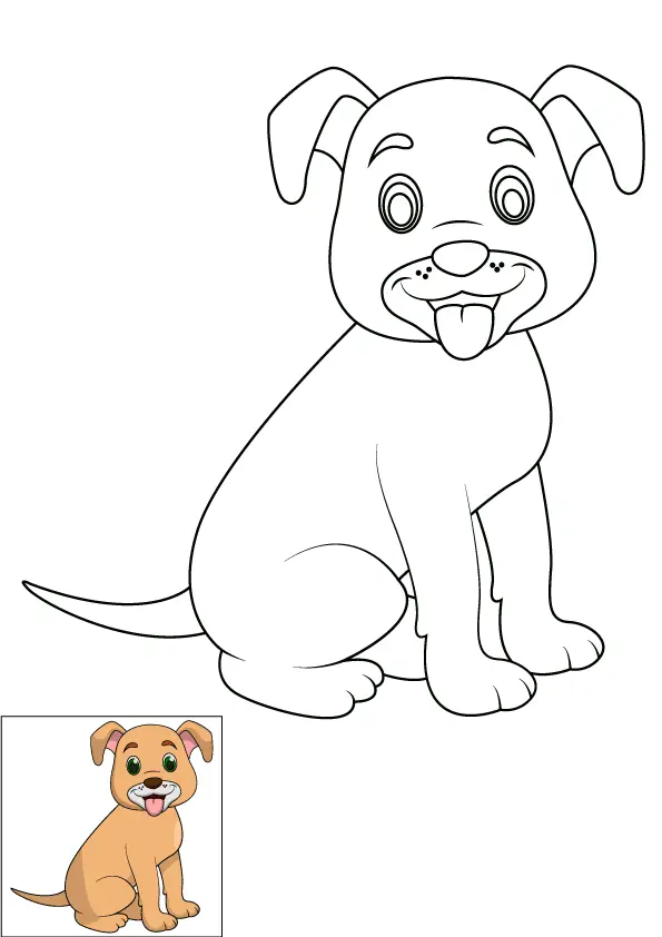 How to Draw A Cute Dog Step by Step Printable Color