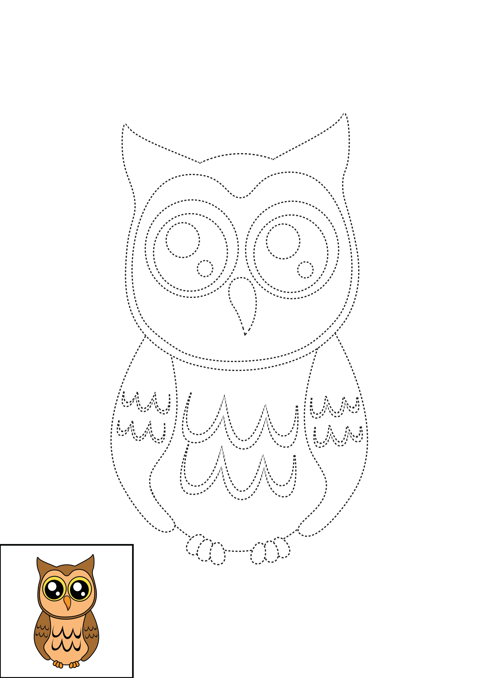 How to Draw A Cute Owl Step by Step Printable Dotted