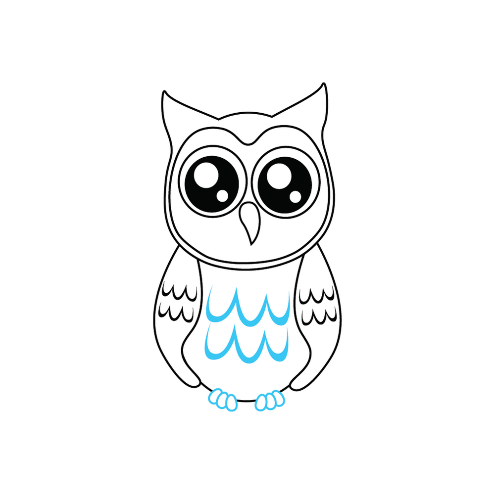 How to Draw A Cute Owl Step by Step Step  8