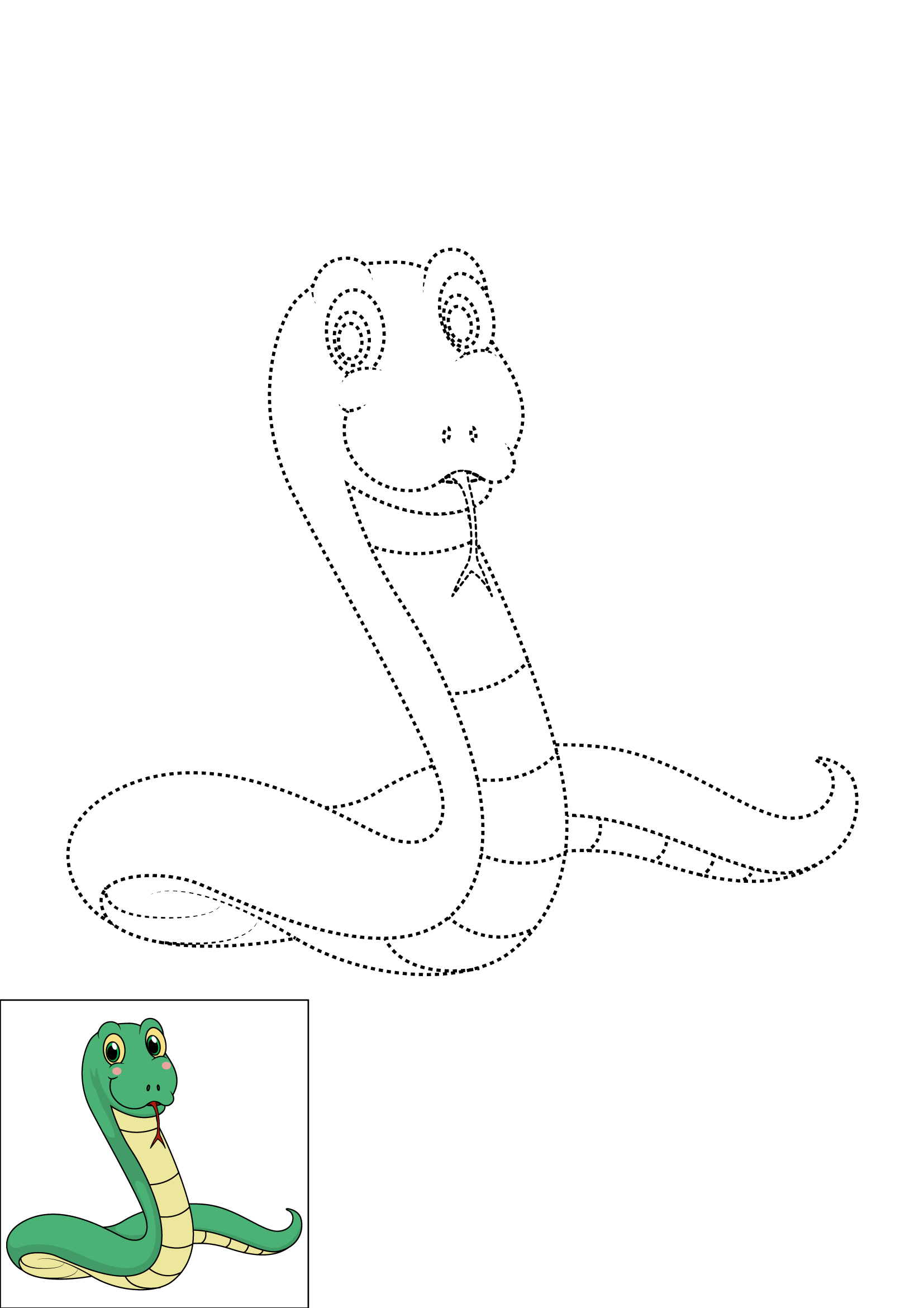 How to Draw A Cute Snake Step by Step Printable Dotted