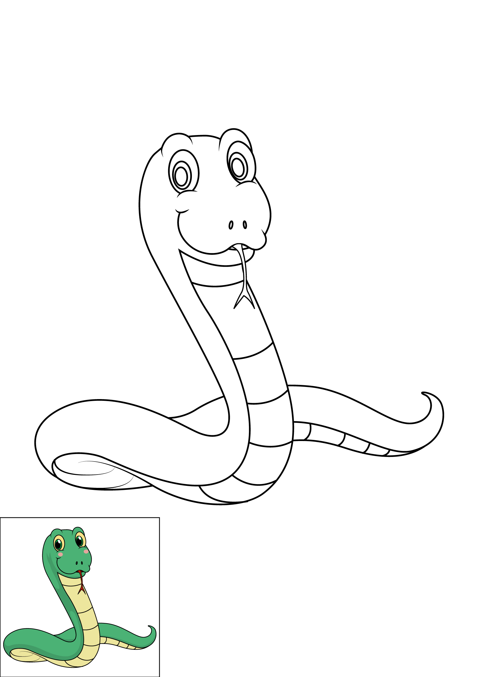 How to Draw A Cute Snake Step by Step Printable Color