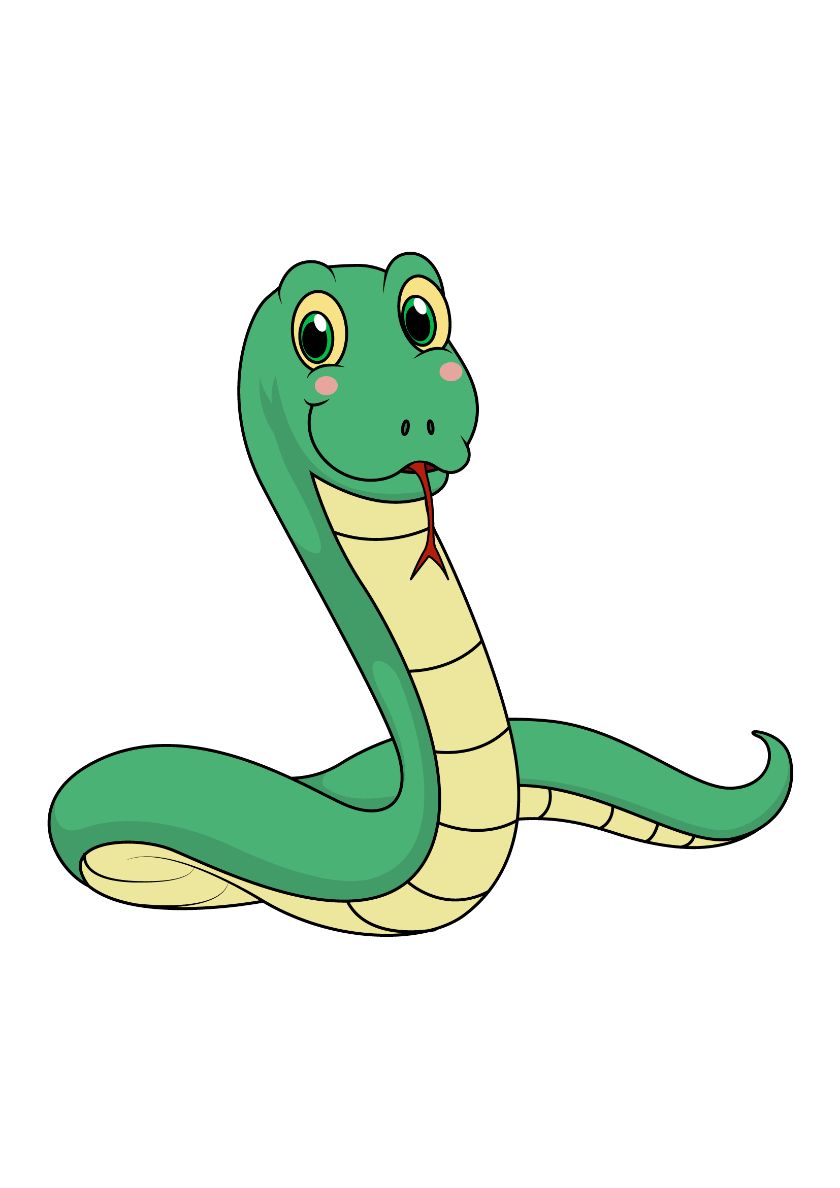 How to Draw A Cute Snake Step by Step Printable