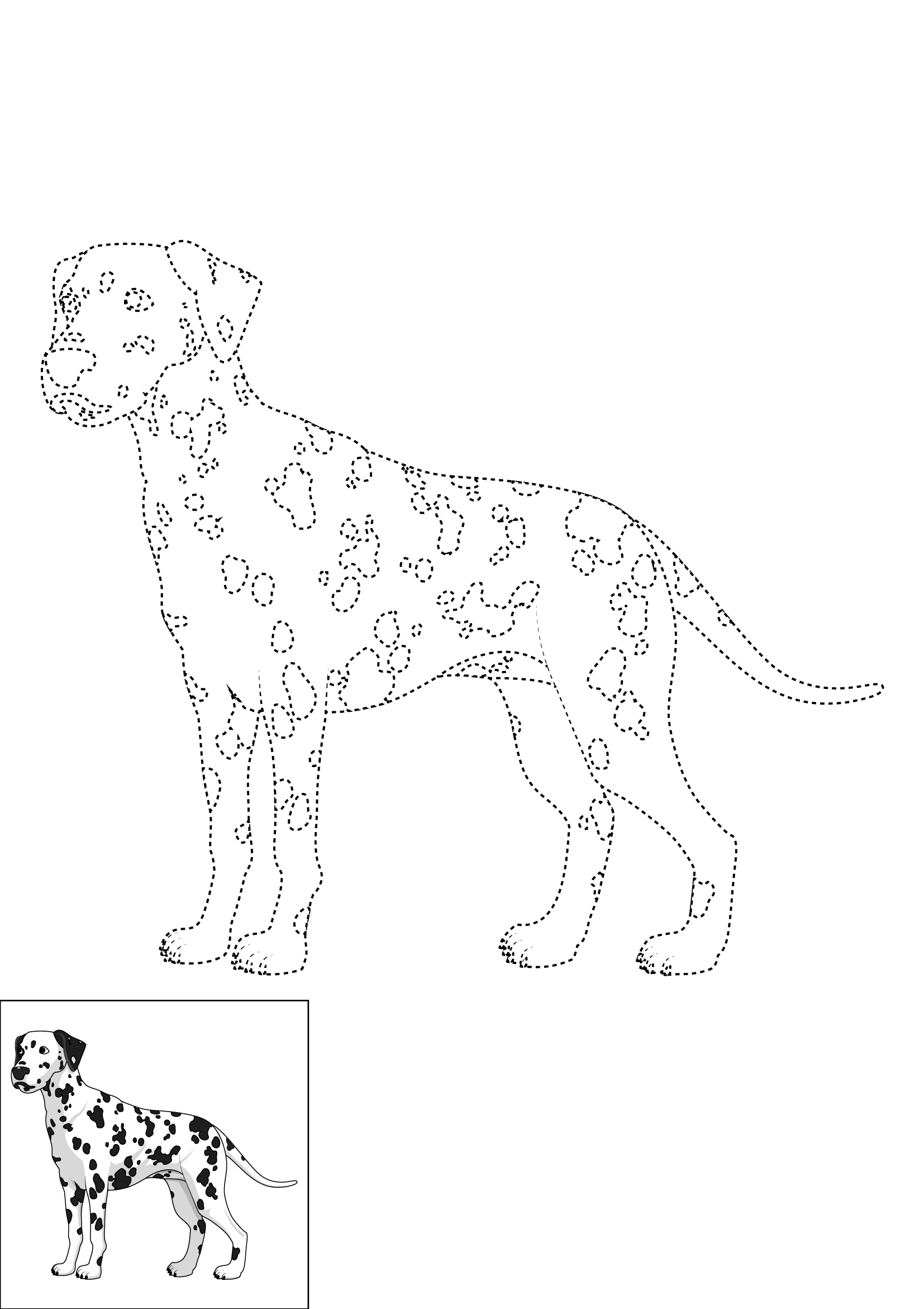 How to Draw A Dalmatian Step by Step Printable Dotted