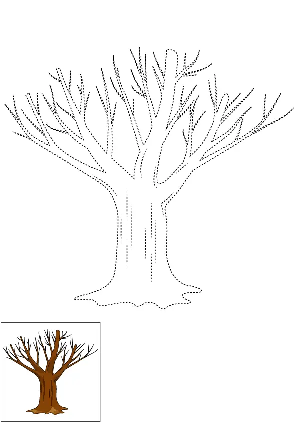 How to Draw A Dead Tree Step by Step Printable Dotted
