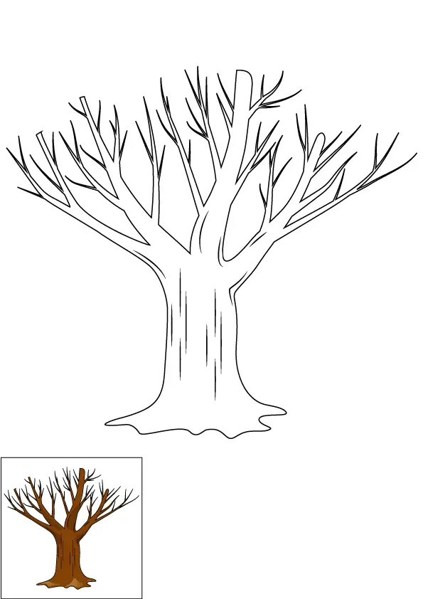 How to Draw A Dead Tree Step by Step Printable Color