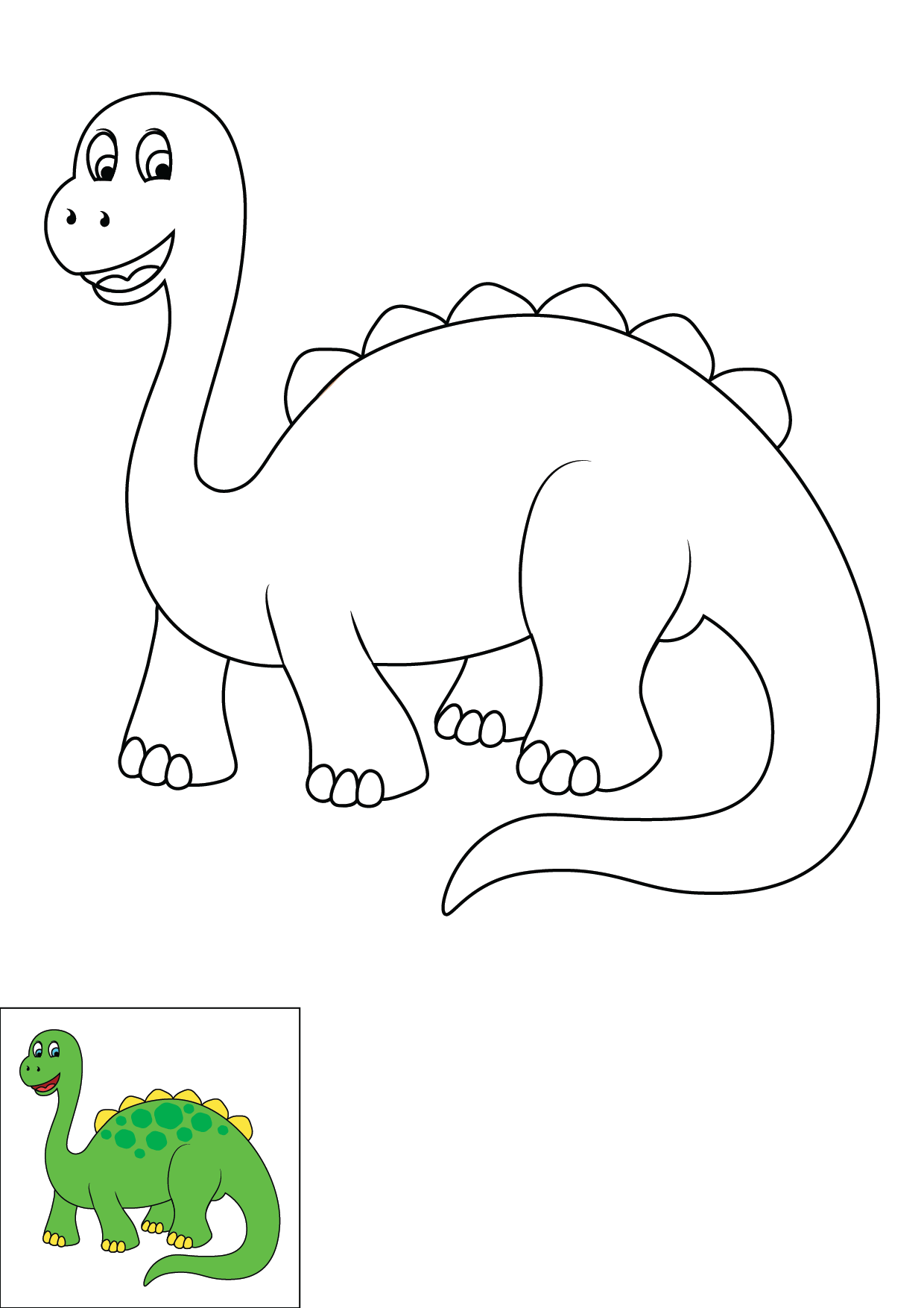 How to Draw A Dinosaur Step by Step Printable Color