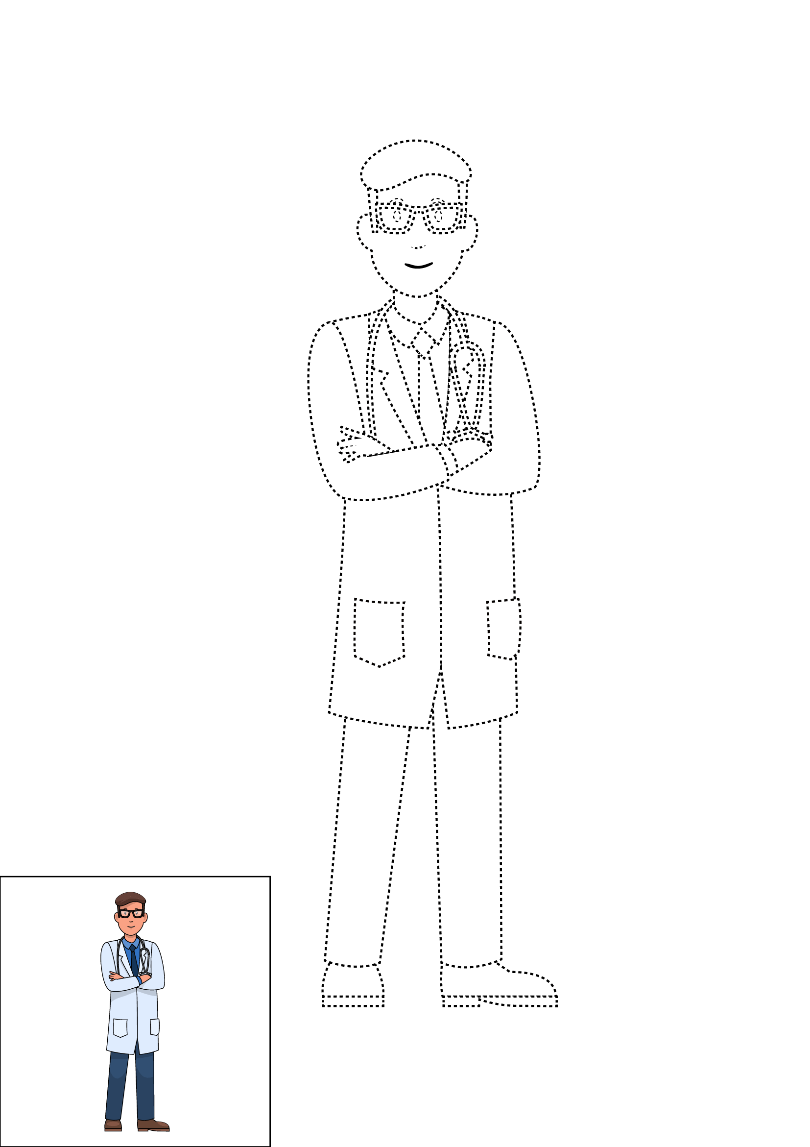 How to Draw A Doctor Step by Step Printable Dotted