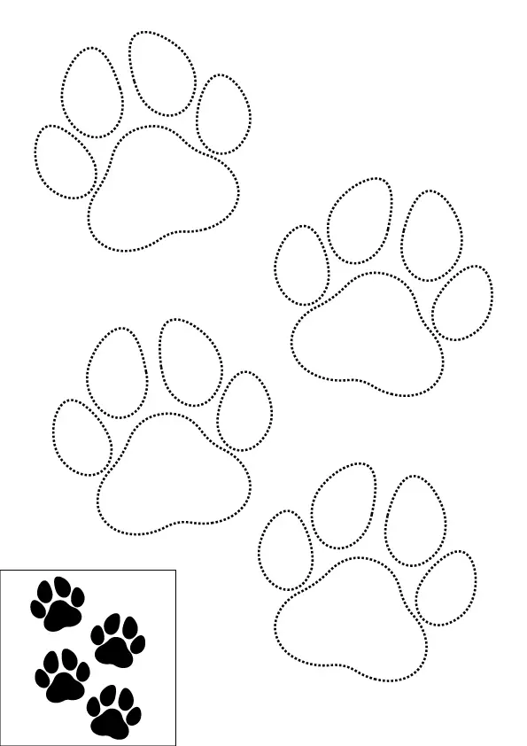 How to Draw A Dog Paw Step by Step Printable Dotted