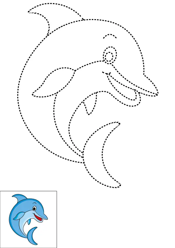 How to Draw A Dolphin Step by Step Printable Dotted