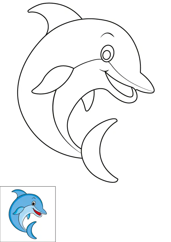 How to Draw A Dolphin Step by Step Printable Color