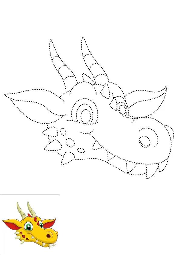 How to Draw A Dragon Head Step by Step Printable Dotted