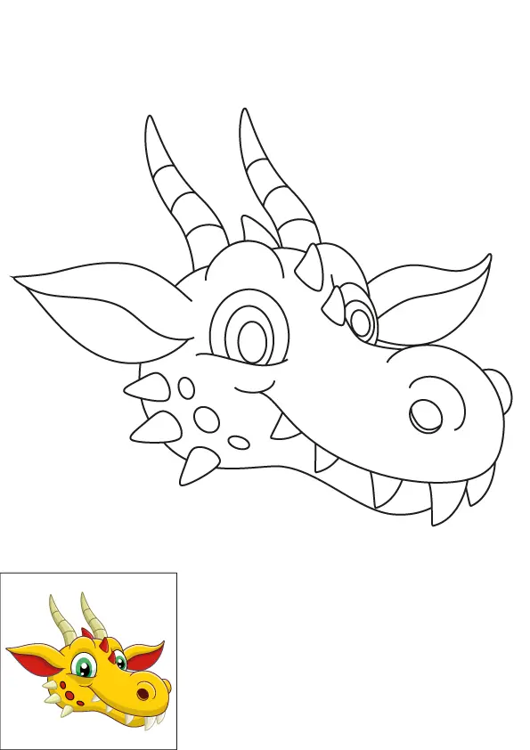 How to Draw A Dragon Head Step by Step Printable Color