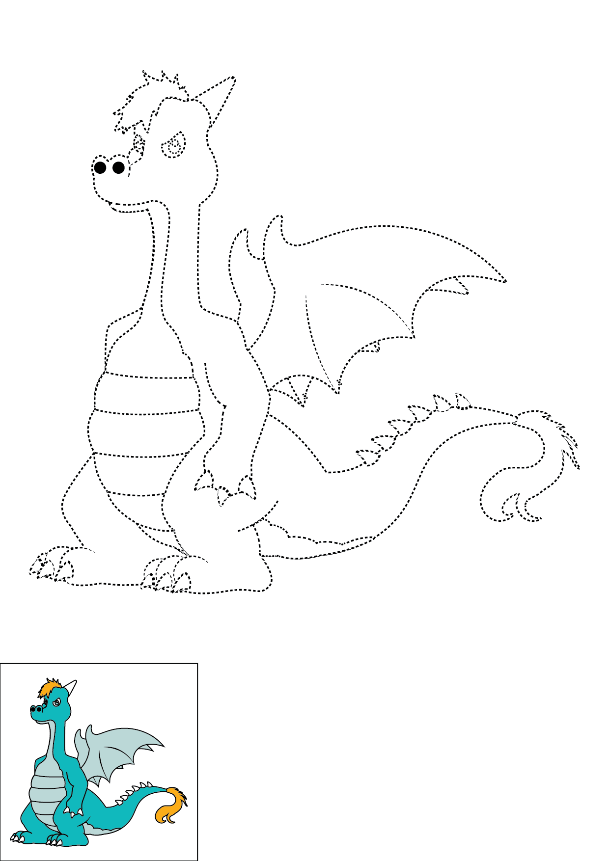 How to Draw A Dragon Step by Step Printable Dotted
