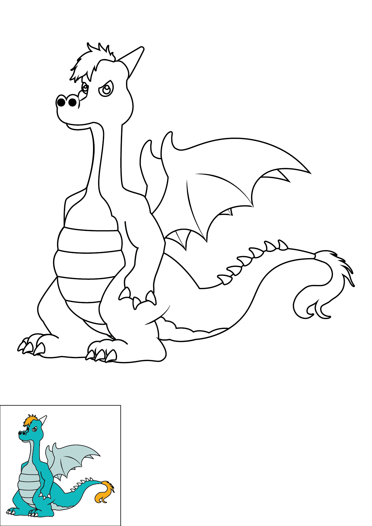 How to Draw A Dragon Step by Step Printable Color