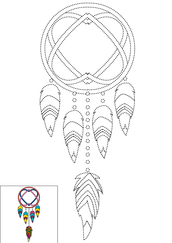 How to Draw A Dream Catcher Step by Step Printable Dotted