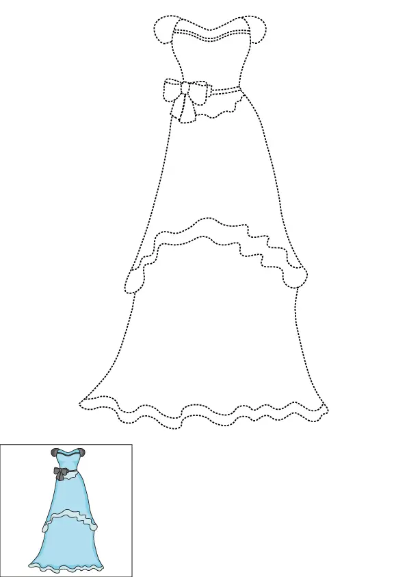 How to Draw A Dress Step by Step Printable Dotted