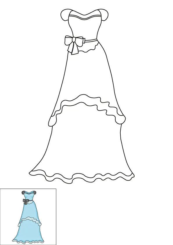 How to Draw A Dress Step by Step Printable Color