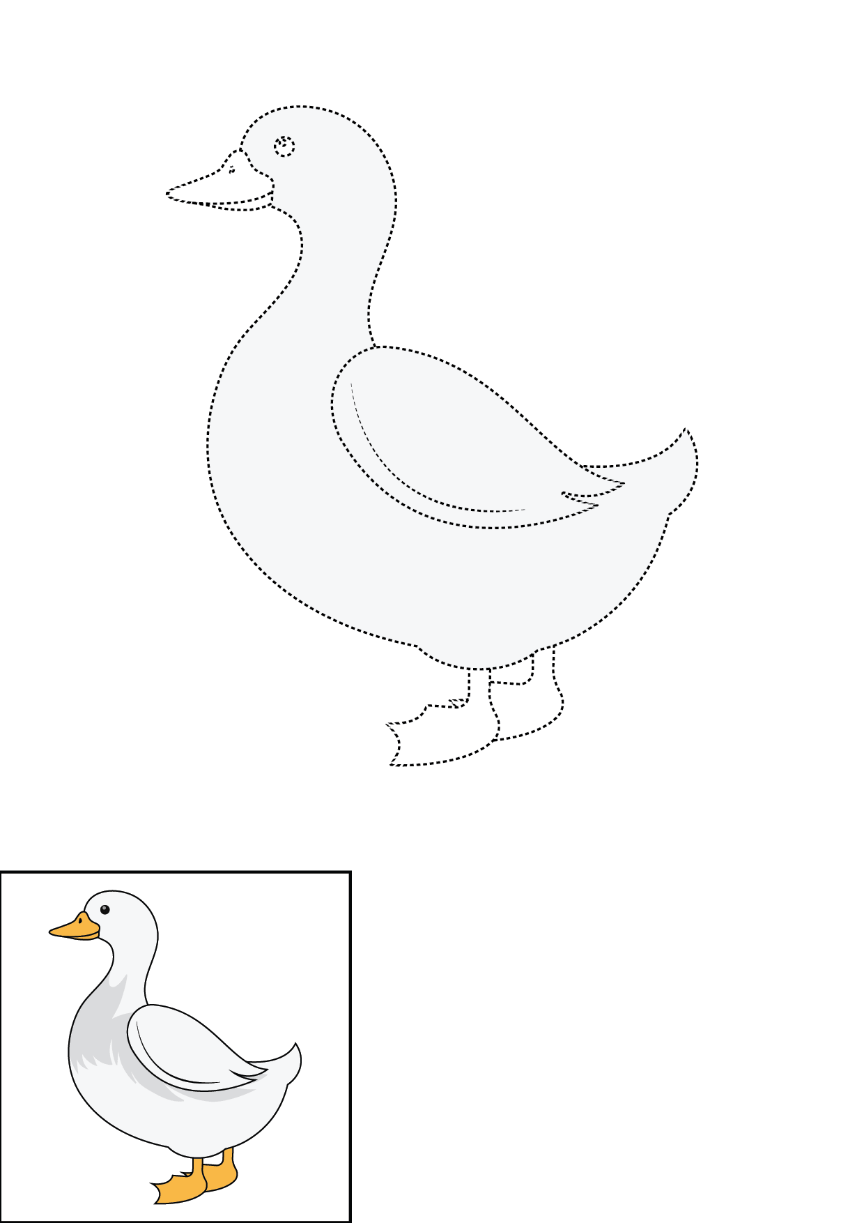 How to Draw A Duck Step by Step Printable Dotted