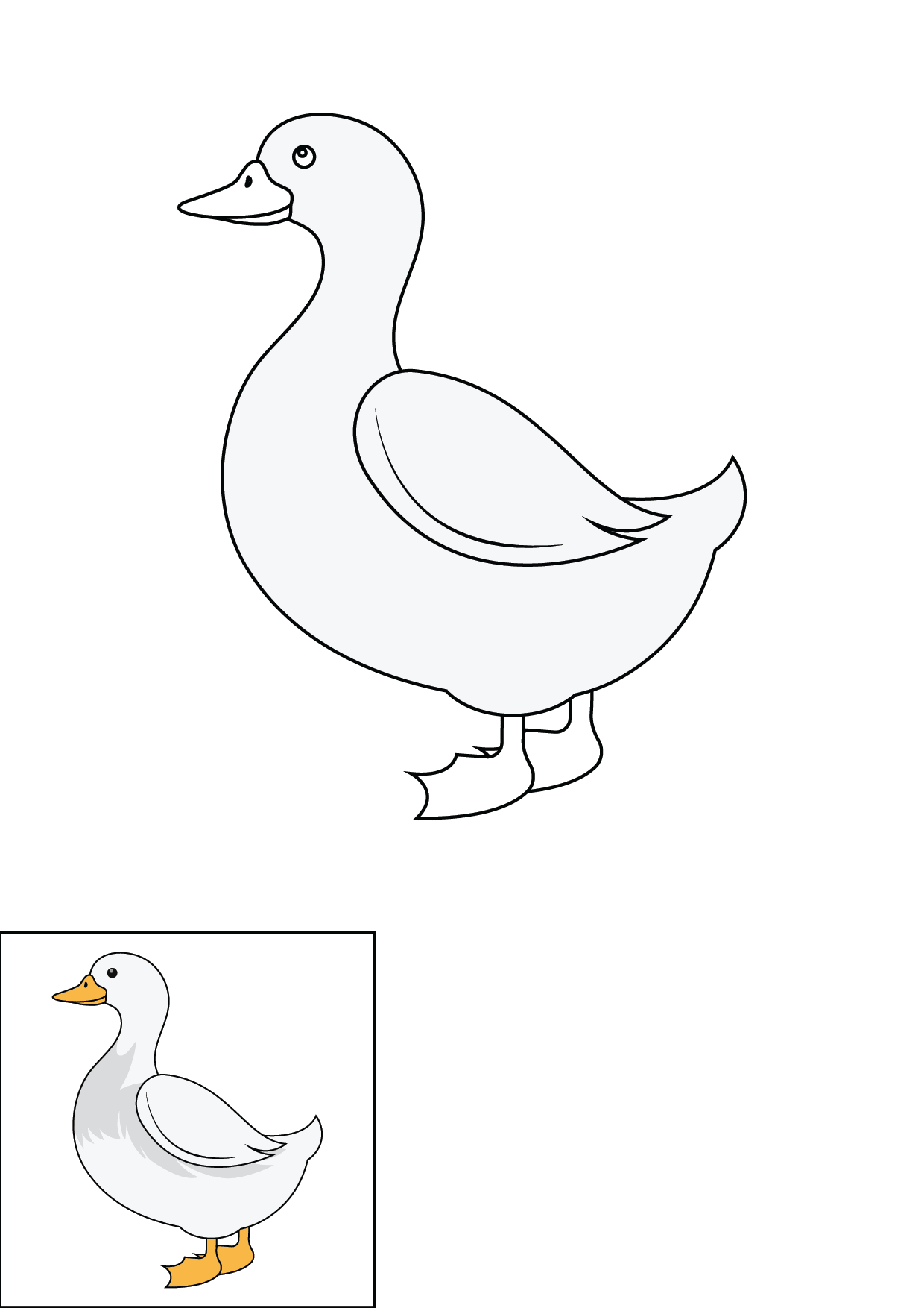 How to Draw A Duck Step by Step Printable Color