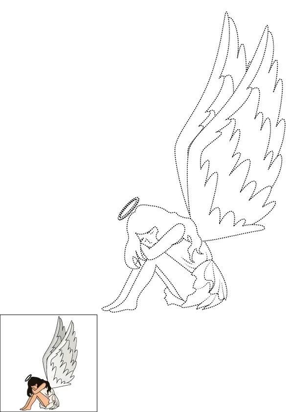 How to Draw A Fallen Angel Step by Step Printable Dotted