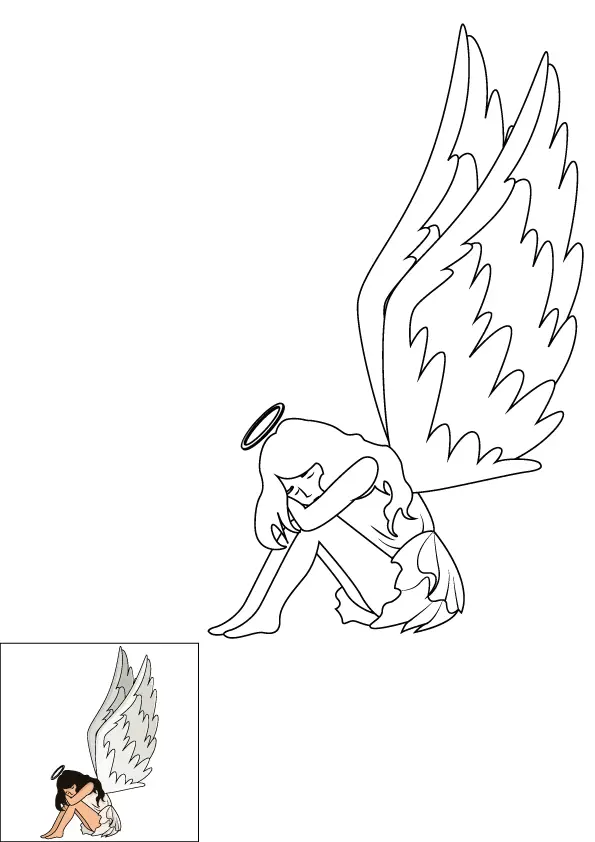 How to Draw A Fallen Angel Step by Step Printable Color