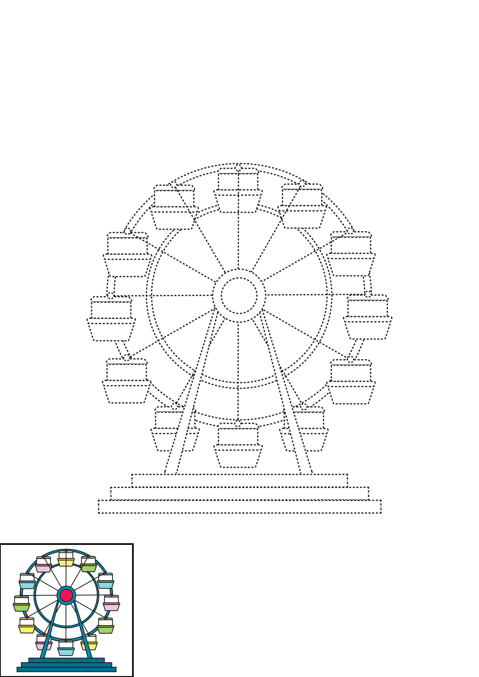 How to Draw A Ferris Wheel Step by Step Printable Dotted