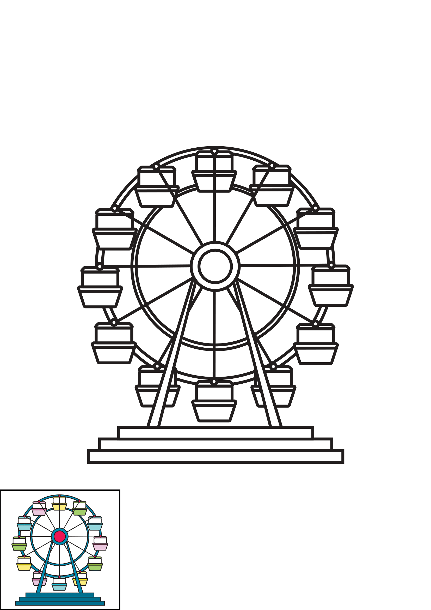 How to Draw A Ferris Wheel Step by Step Printable Color