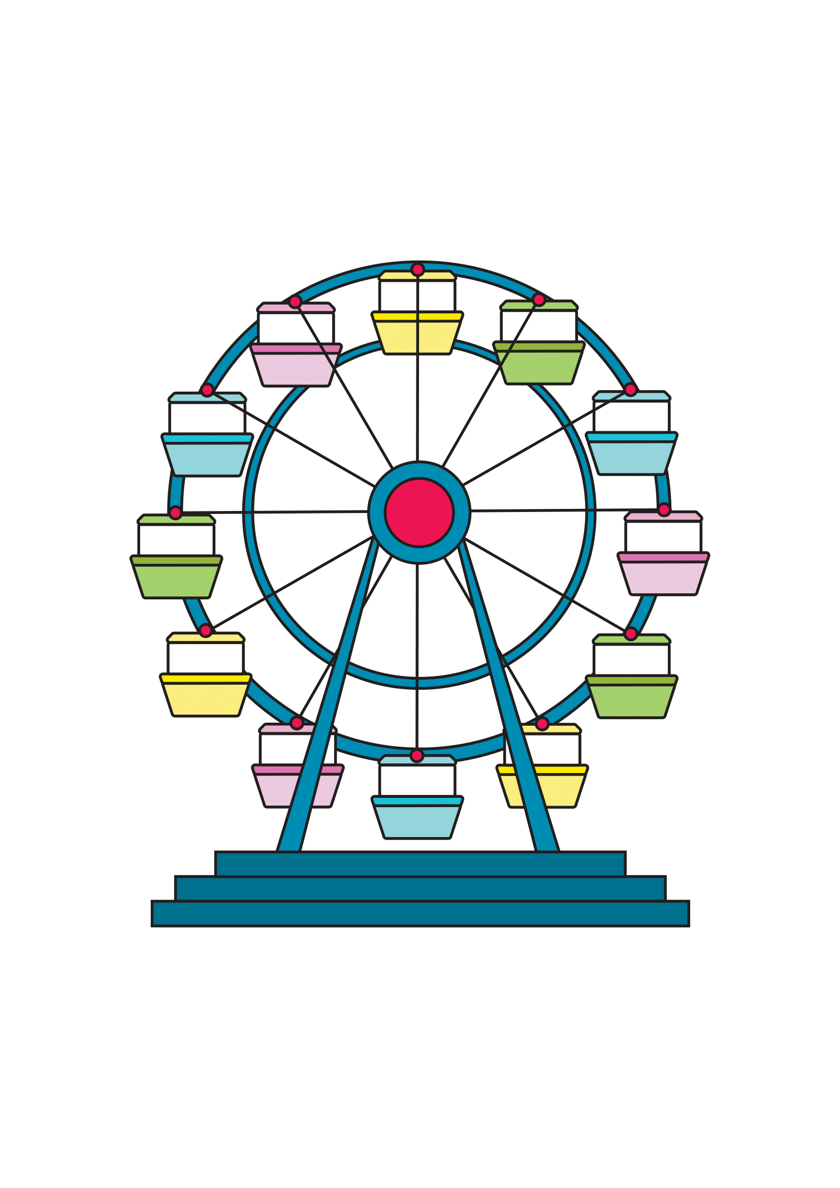How to Draw A Ferris Wheel Step by Step Printable