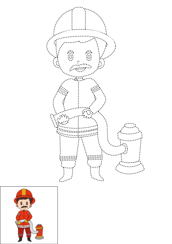 How to Draw A Fire Man Step by Step Printable Dotted