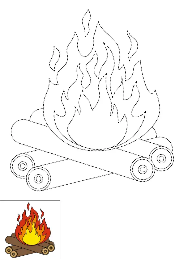 How to Draw A Fire Step by Step Printable Dotted