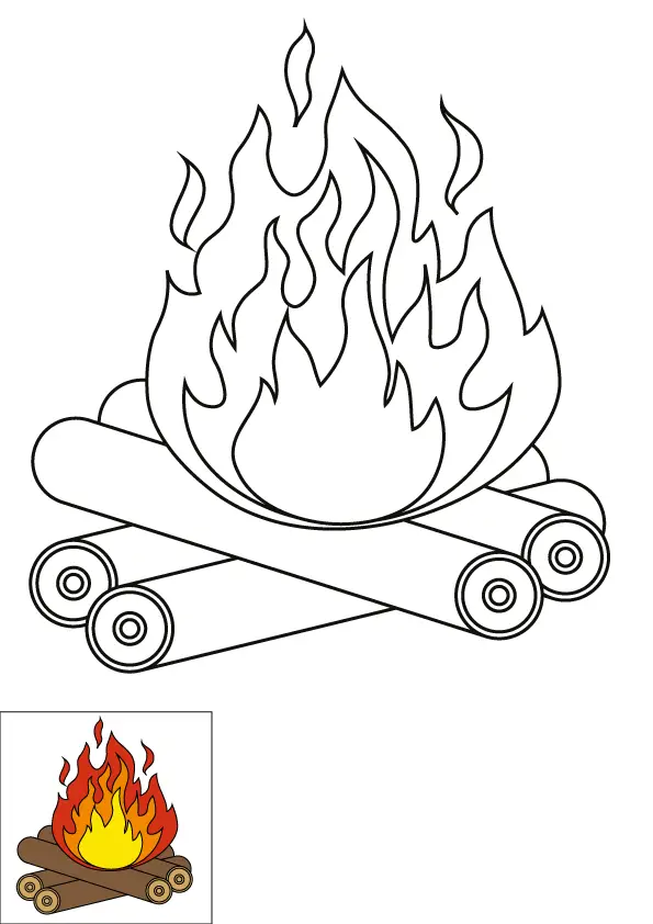 How to Draw A Fire Step by Step Printable Color