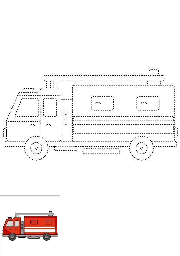 How to Draw A Fire Truck Step by Step Printable Dotted