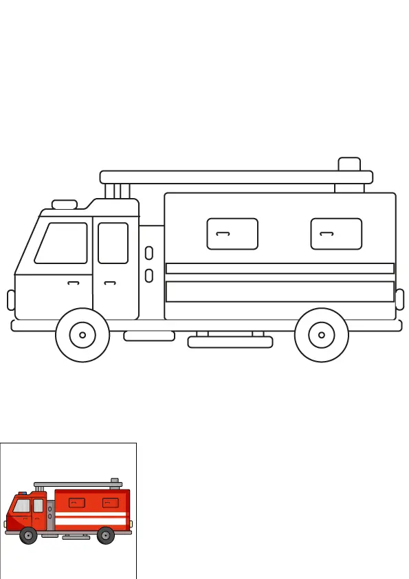 How to Draw A Fire Truck Step by Step Printable Color