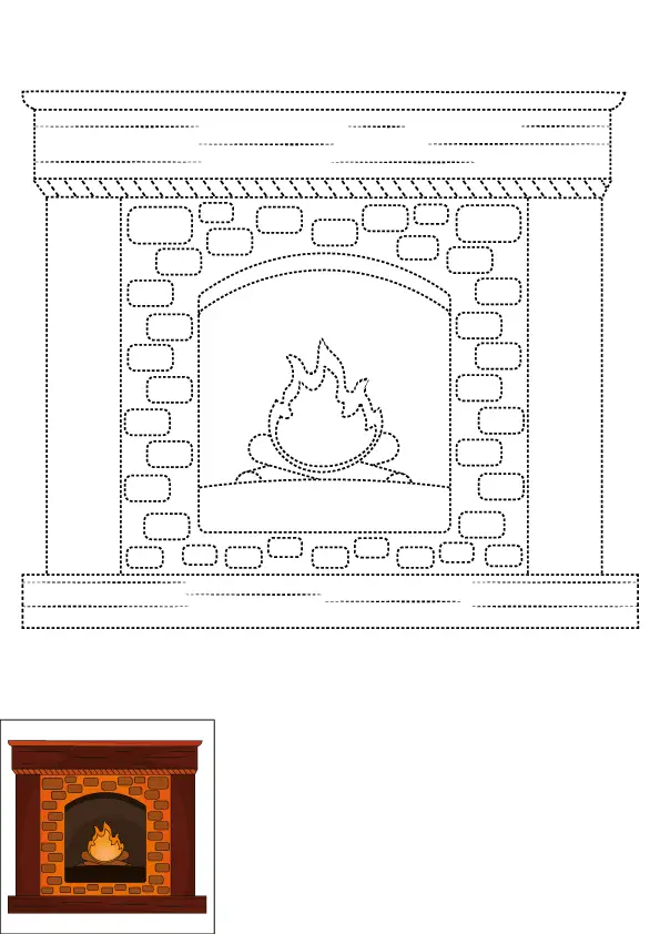 How to Draw A Fireplace Step by Step Printable Dotted