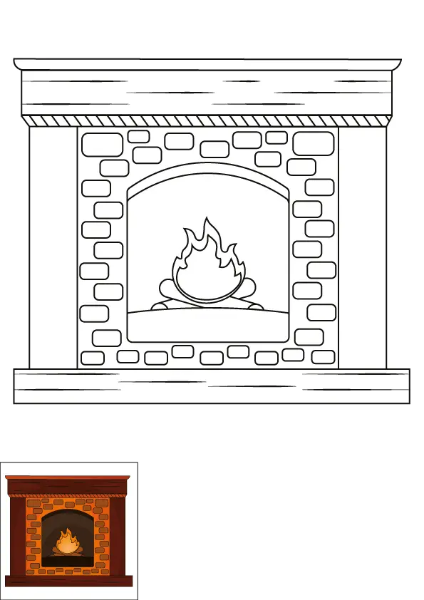 How to Draw A Fireplace Step by Step Printable Color