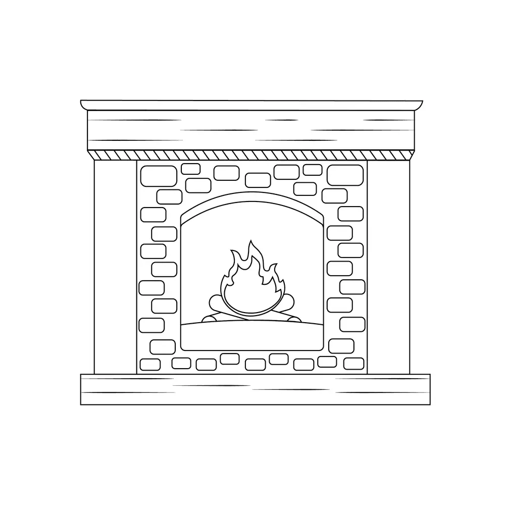 How to Draw A Fireplace Step by Step Step  10