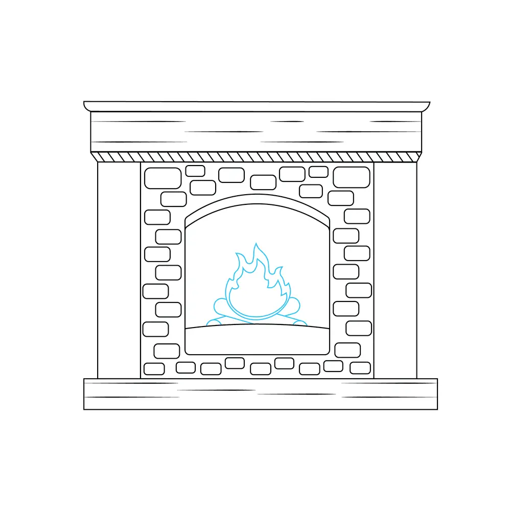How to Draw A Fireplace Step by Step Step  9
