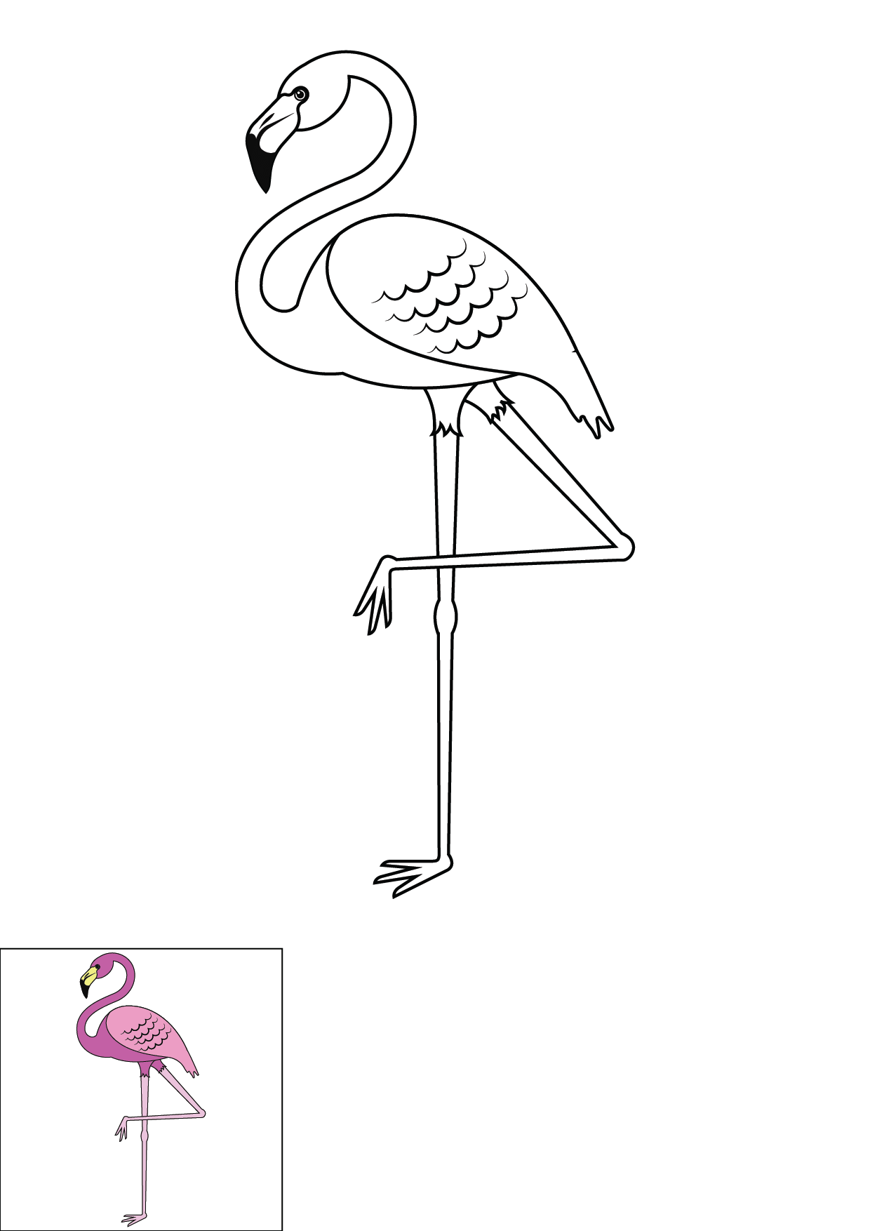 How to Draw A Flamingo Step by Step Printable Color
