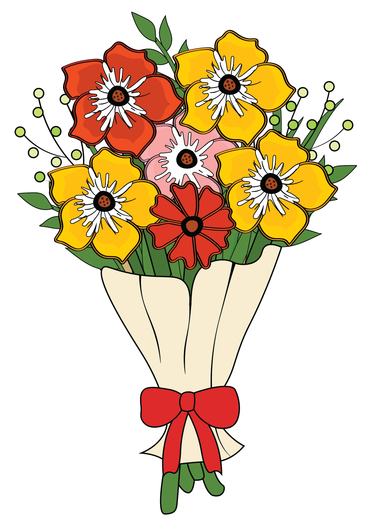How to Draw A Flower Bouquet Step by Step Printable