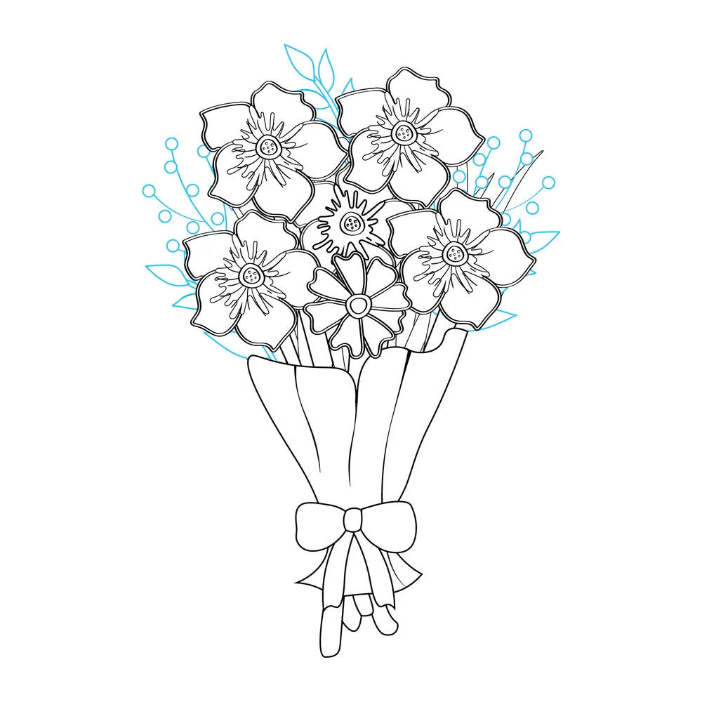How to Draw A Flower Bouquet Step by Step Step  7