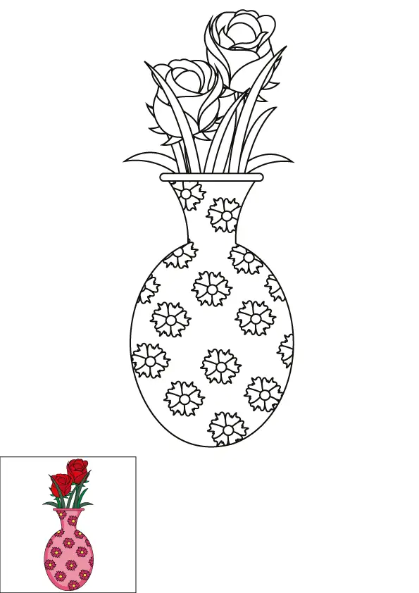 How to Draw A Flower Vase Step by Step Printable Dotted
