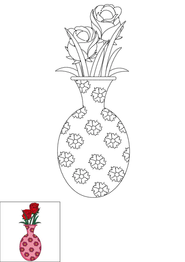How to Draw A Flower Vase Step by Step Printable Color